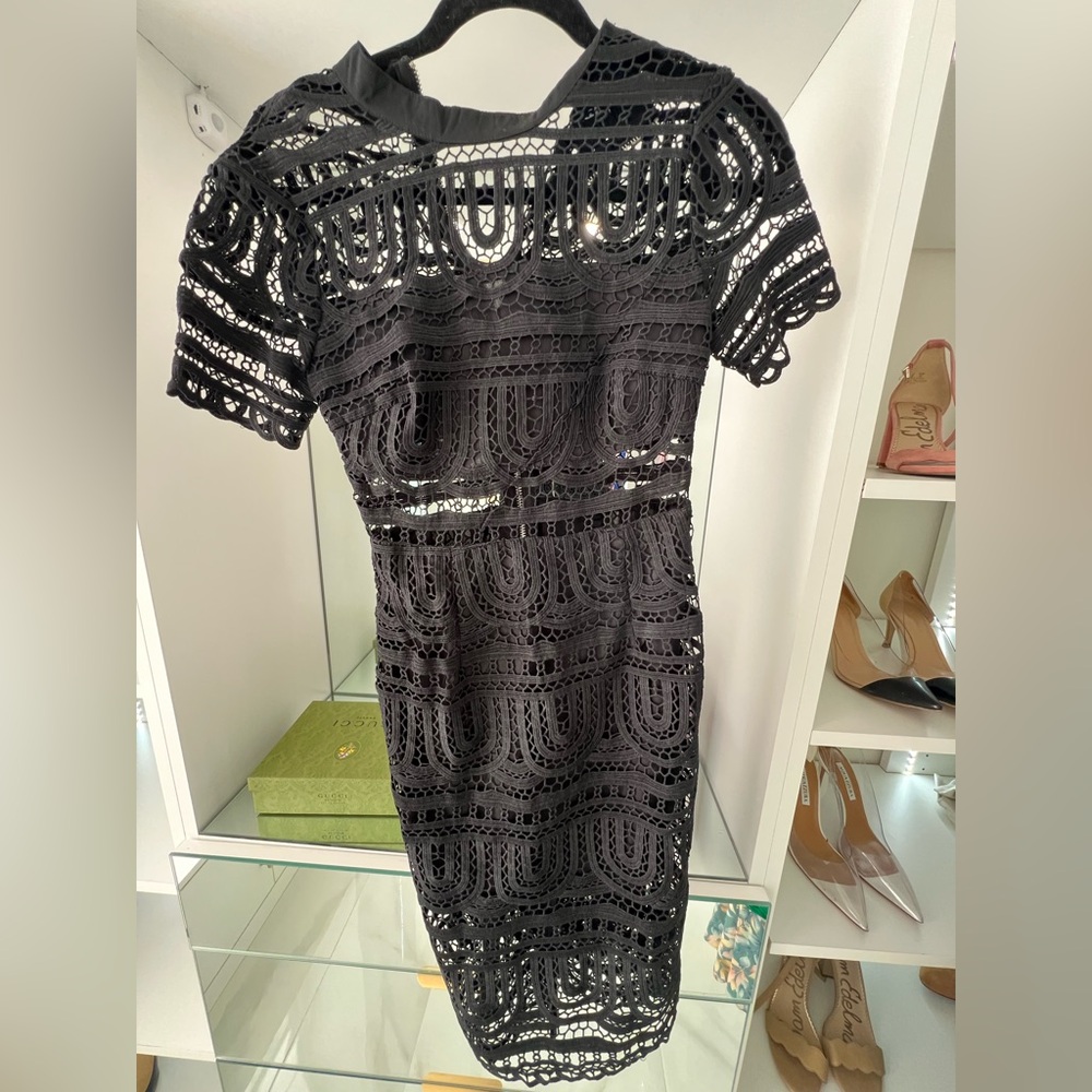 Black Lace Dress, See Through Waist Area Small
